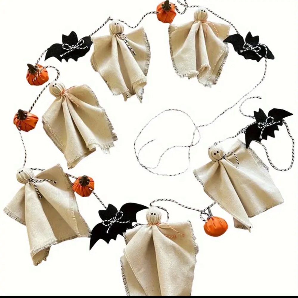 Halloween Ghost Bat Garland AND PUMPKINS NEW